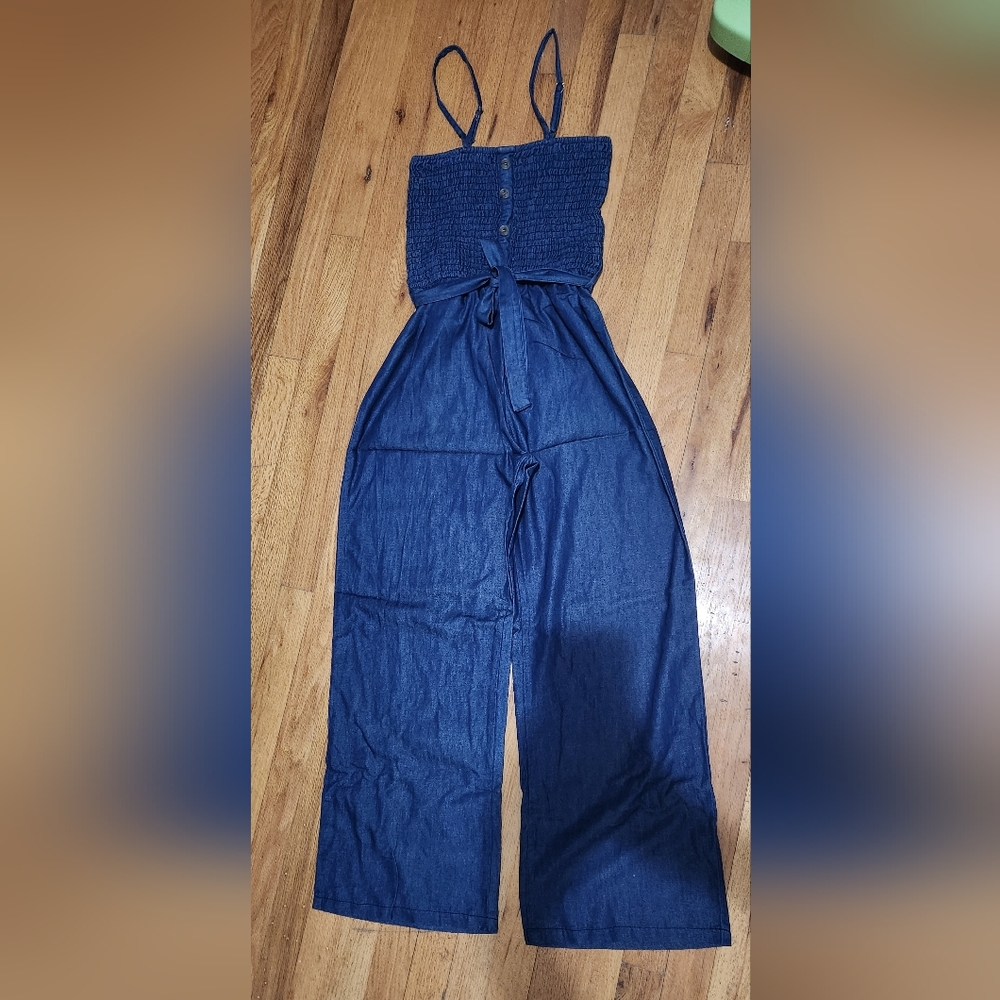 Stylish Navy Jumpsuit with Tie Waist